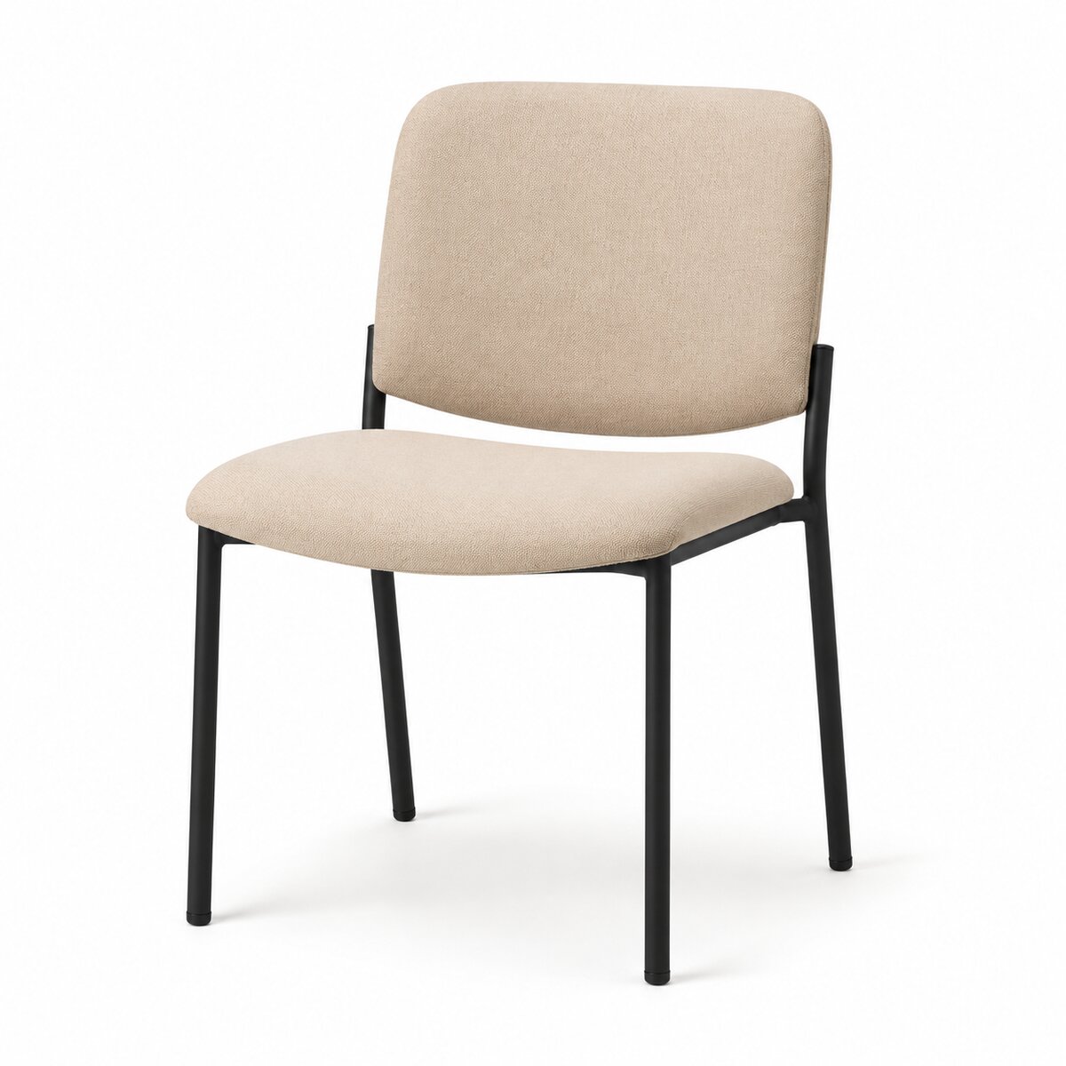 Upholstered Side Chair, Beige Fabric