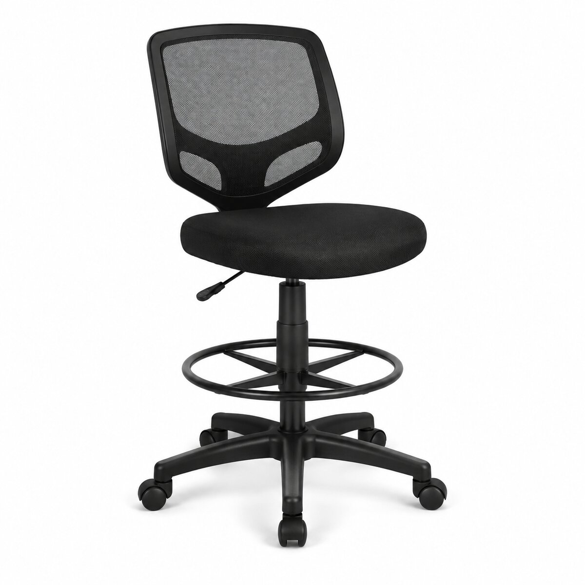 Adjustable Drafting Chair with Foot Ring (Black)