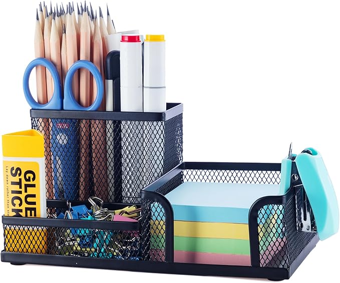 Mesh Pen Holder Desk Organizer (3 Compartments)